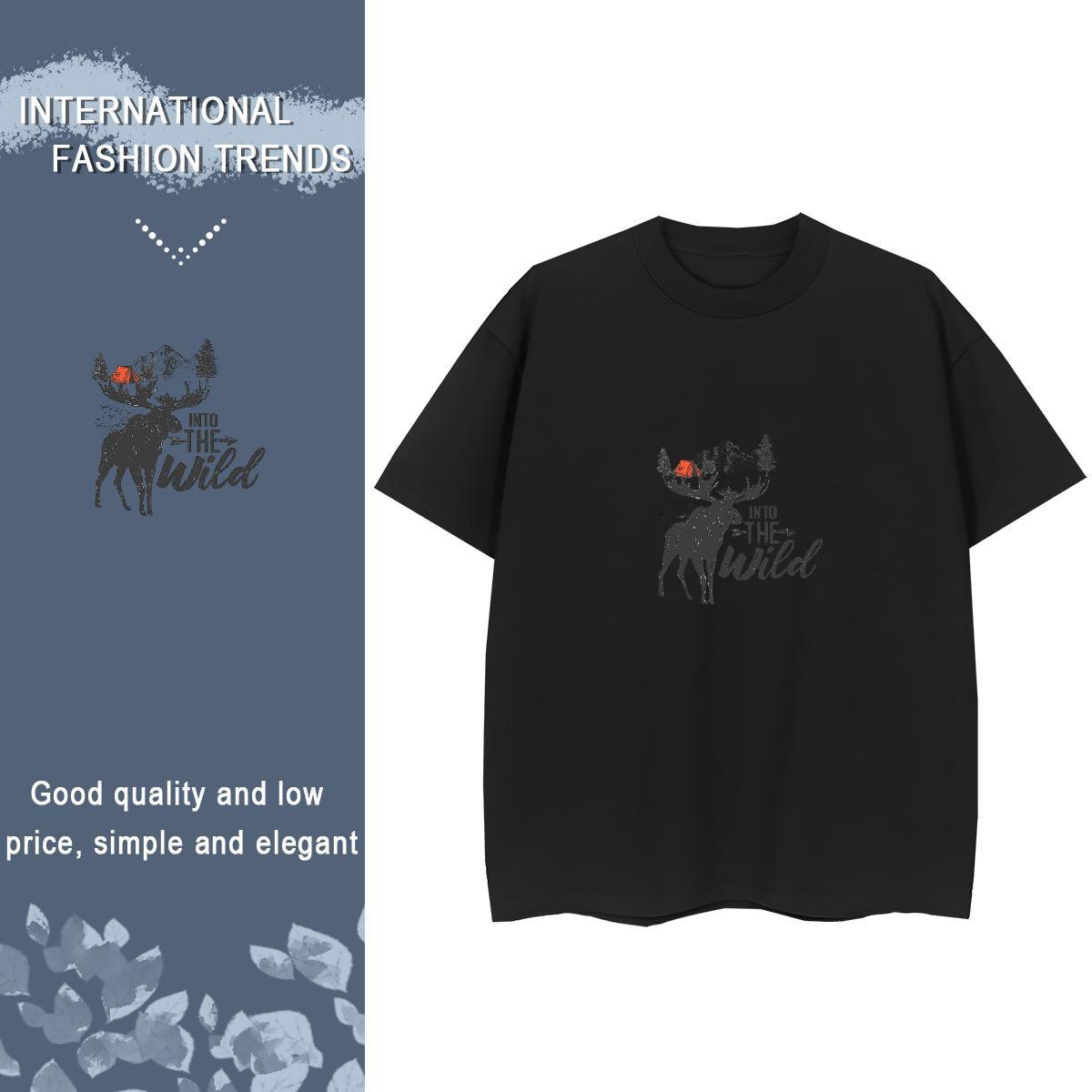 High Quality T Shirts Men 230g Cotton mountains Outdoor Plus Size Cartoon Round Neck Short Sleeve Men Clothes T-Shirt Fashion Designer Top Tees