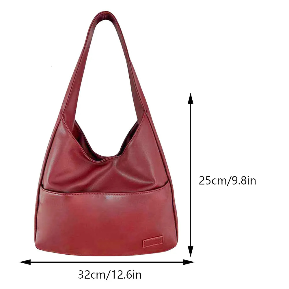 Womens retro homeless bag casual PU leather shoulder bag large capacity retro handbag soft bottom bag 241008