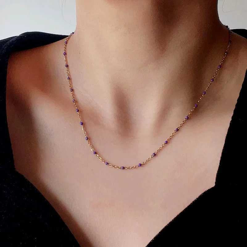 18K Gold Stainless Steel Beaded Necklace Delicate White Stone Necklaces Everyday Boho Jewelry Bridal Shower Gifts for WomenX241010