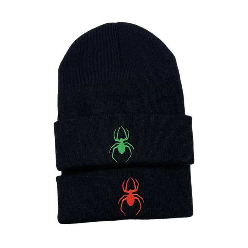 Beanie/Skull Caps Autumn Winter Spider Embroidery Knitted Hats Keep Warm Beanie Hat for Men Women H241010