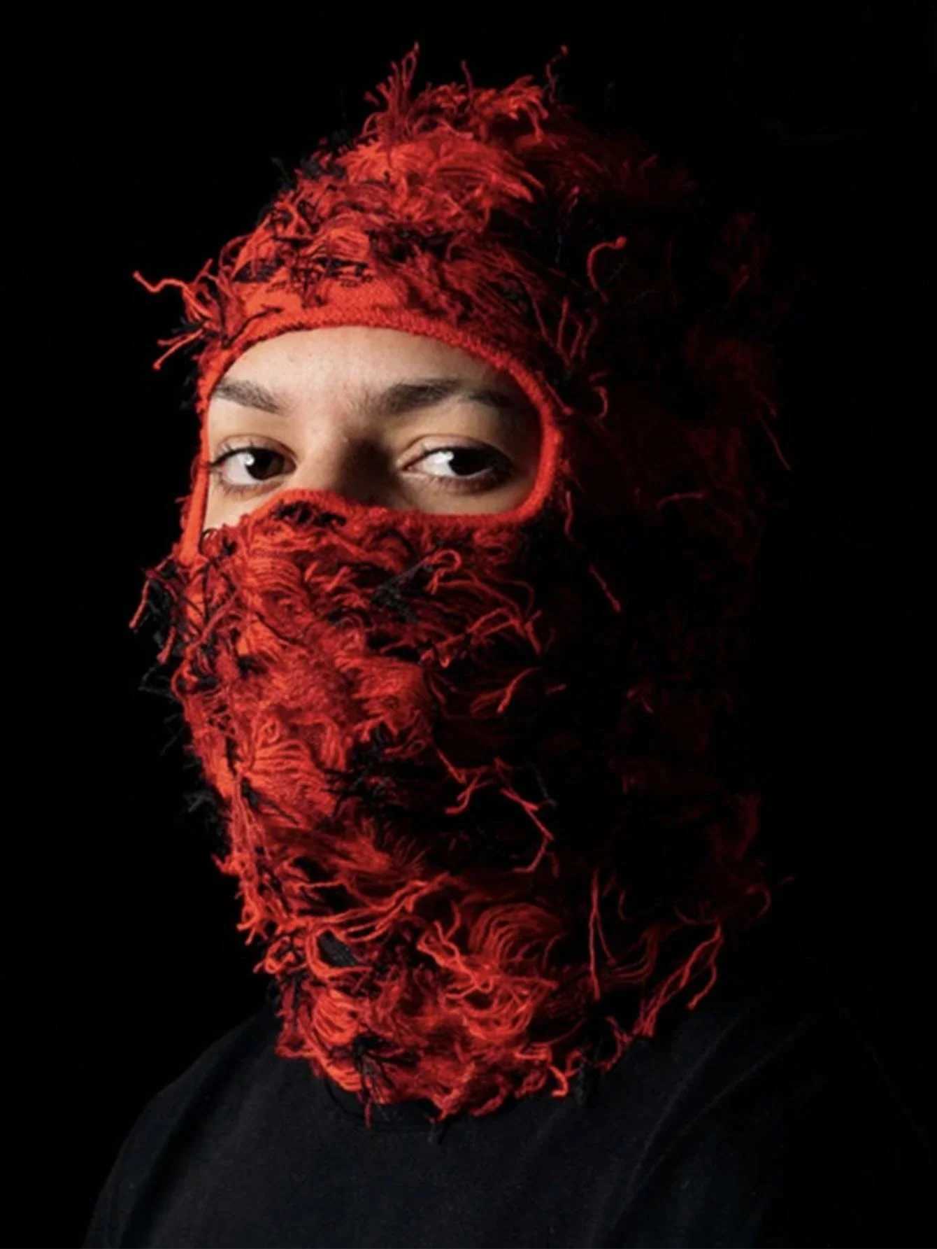 Beanie/Skull Caps Balaclava Distressed Knitted Full Face Ski Mask for Men Women Beanies Hats Skullies Camouflage Winter Warm Bonnet Windproof H241010