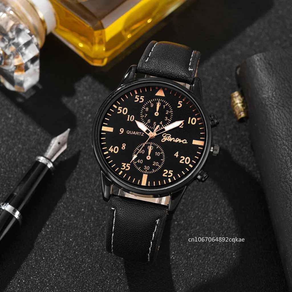 Fashion Business Brown Leather Quartz Wrist Watch Luxury Mens Bracelet Watches for Men Gift Reloj Hombre X241010