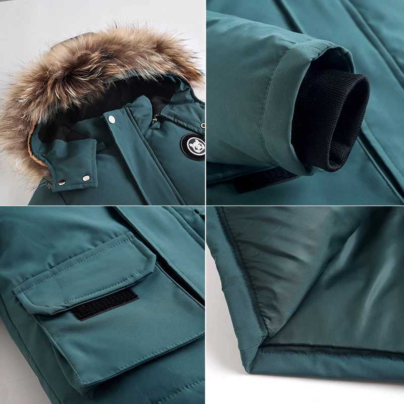 Down Coat Childrens down jacket winter real fur collar baby snow jacket 2PCS set warm boys ski jacket 1-5Yrs H241010
