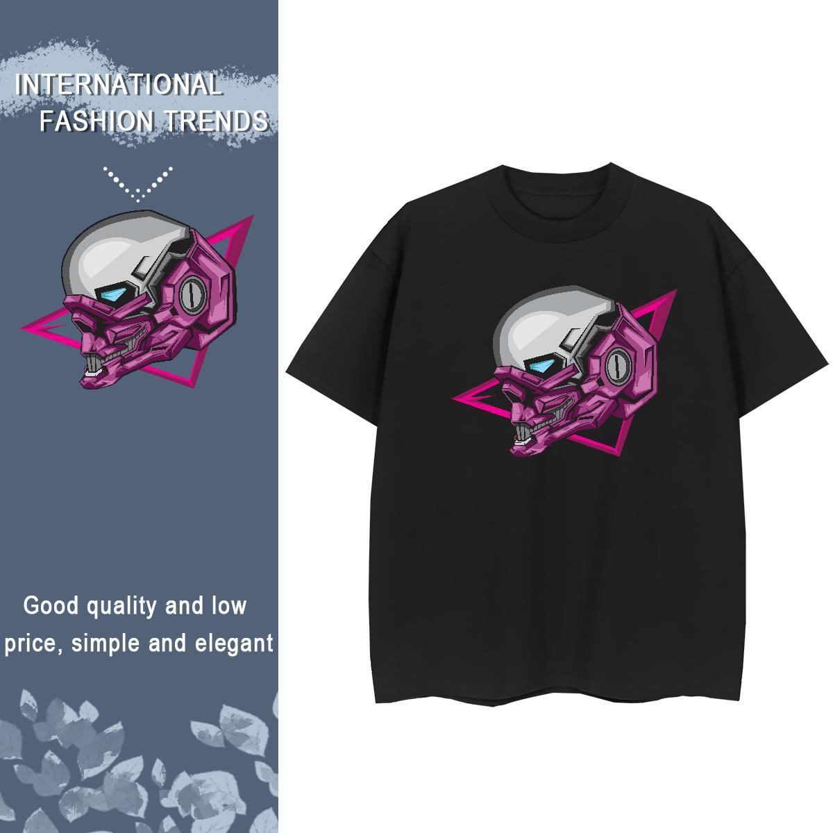 Fashion Women T Shirts 230g 100% Cotton Short sleeve Soft Hip Hop Street skull Woman Tshirt Loose Anime Print Clothings