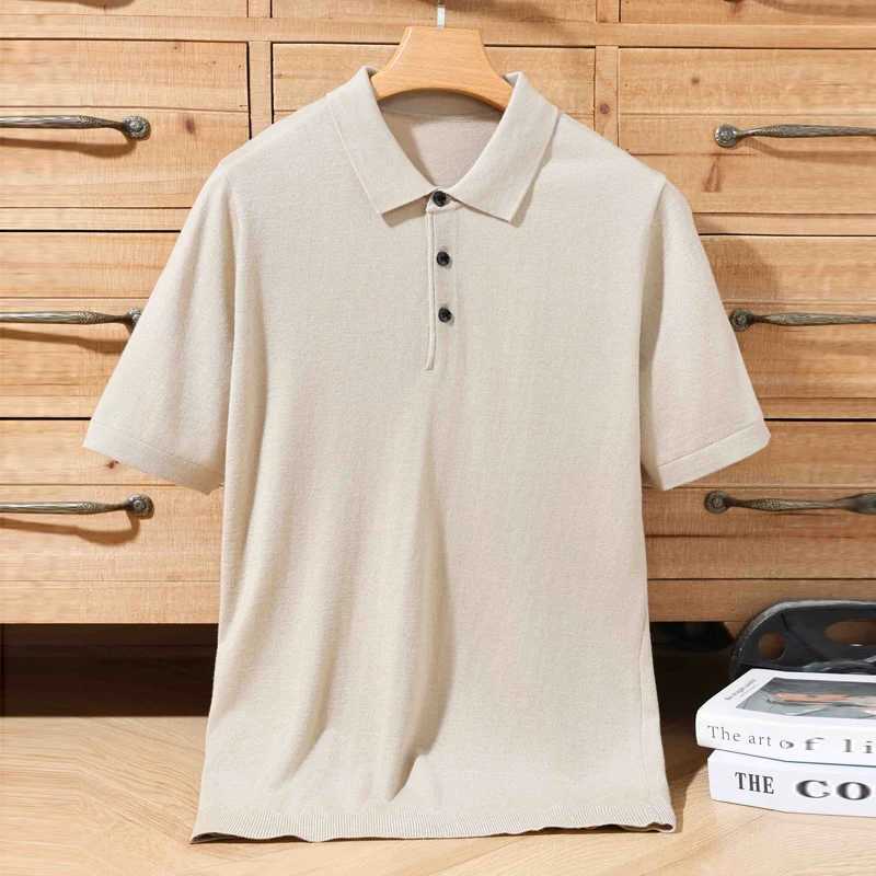 S-XXXL mens polo shirt 100% pure cashmere short sleeved sweater casual high-end knitted thin cashmere sweater T-shirt W241226