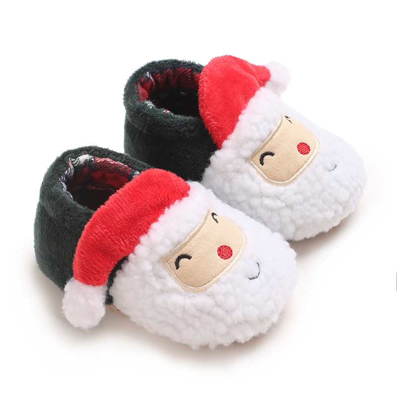 Infant Winter Christmas Snow Boots Cute Cartoon Santa Claus children's Shoes For Baby Boys And Girls Christmas Shoes Suitable For 0-18M
