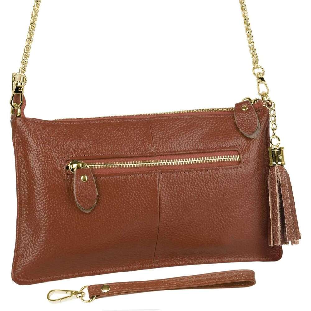 Genuine Leather Wristlet Handbags Clutch Wallet Purse Envelope Style Crossbody Bags for Women