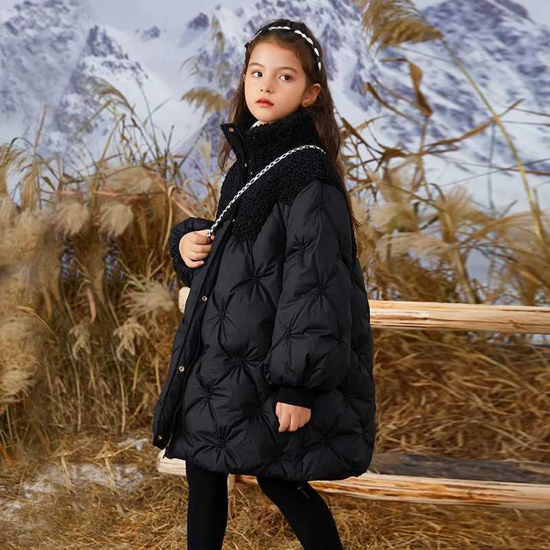 Down Coat Teen girl down jacket winter solid color keep warm and fashionable Parkas jacket zipper jacket 5 6 8 10 12 14 year clothing H241010