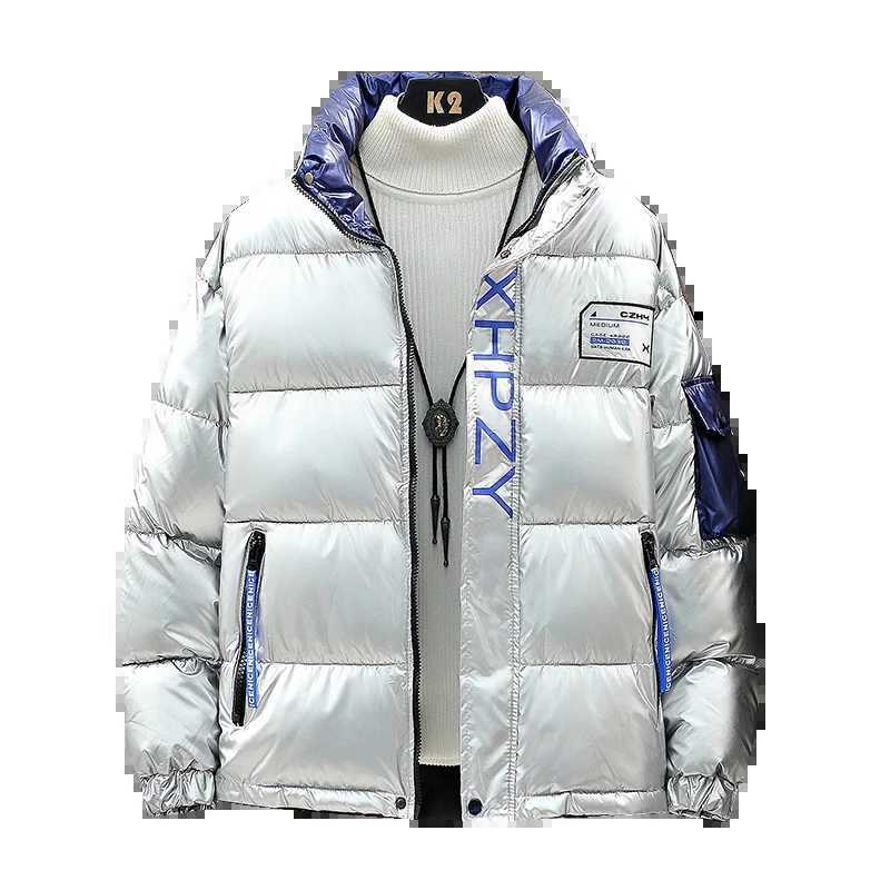 Men's Down Parkas Winter solid color Parka mens thick hooded jacket 2024 new trend warm Harajuku jacket mens casual zipper jacket windproof jacke