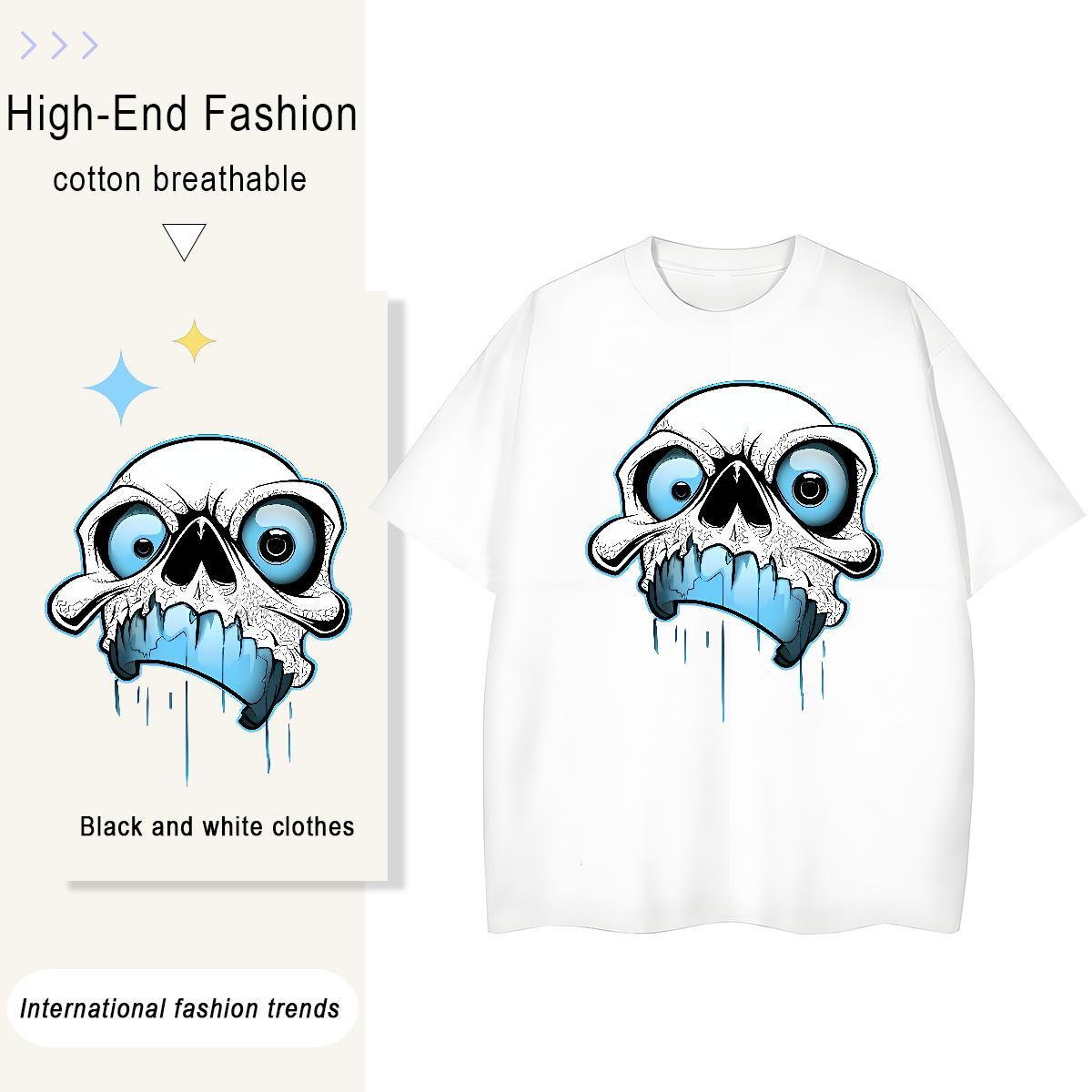 New Arrival Woman T Shirts 230g 100% Cotton Round Neck Short Sleeve Street skull Women Tees Designer Custom Printed Clothes