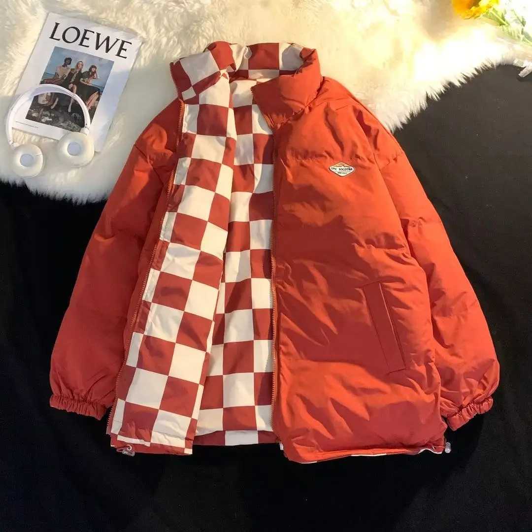 Men's Down Parkas South Korean mens winter double-sided printed jacket original thick and thin fashion niche couple cotton padded jacket Y241009N