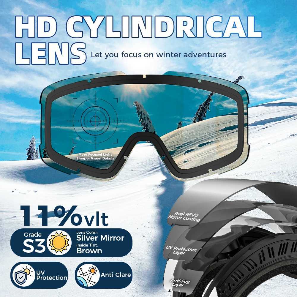 Mens womens adult double-layer skiing goggles UV400 protection skiing anti fog snow polarized glasses skis snowshoes CL241010