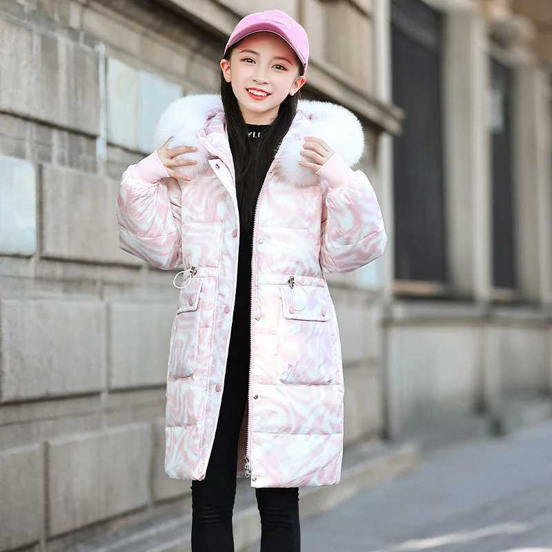 Down Coat 2024 Winter Thicken warm Down jacket s toddler girl clothes Parka Hooded Children clothing Outerwear snow suit faux fur coat H241010