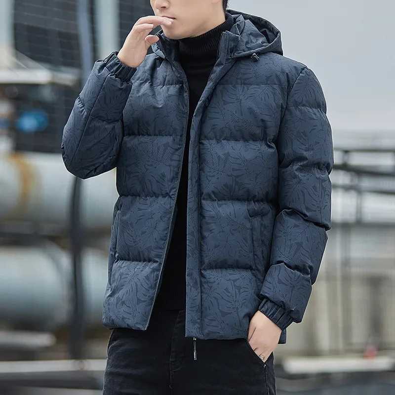 Men's Down Parkas Mens Winter New Down Cotton Jacket Hooded Warm Casual Trendy Cropped Thickened Camouflage Padded Jacket Y2410091PHI