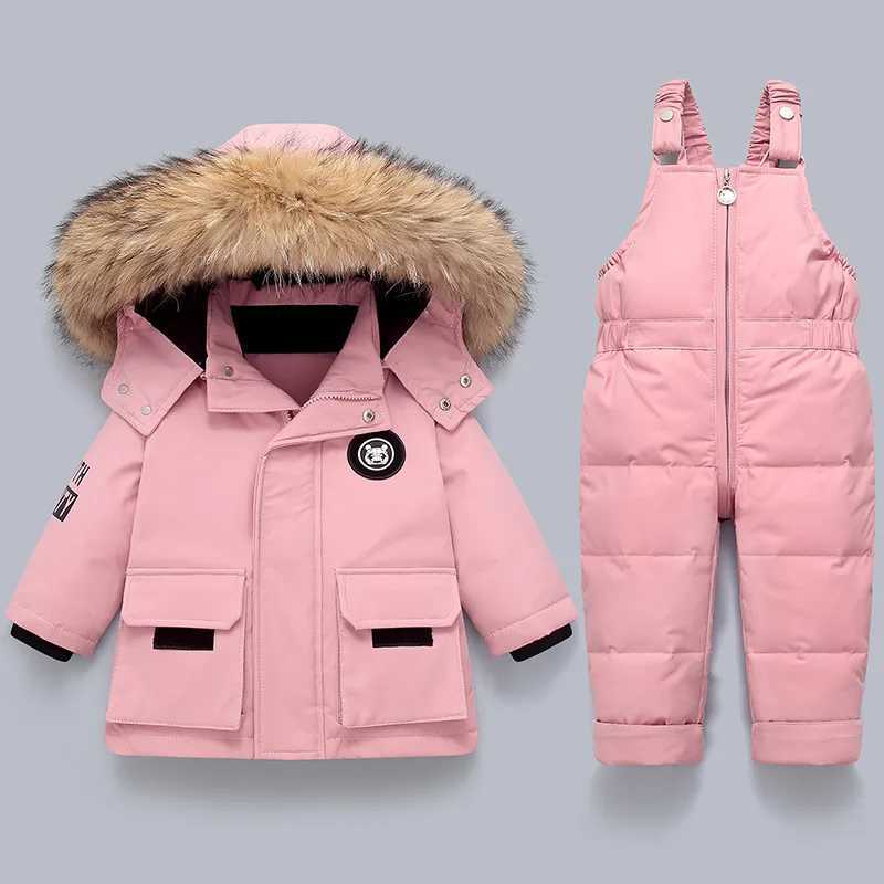 Down Coat Baby Winter Warm Down Jackets Boy Thicken Jumpsuit and hooded coat Children Clothing 2pcs Set toddler Girl Clothes s Snowsuit H241010