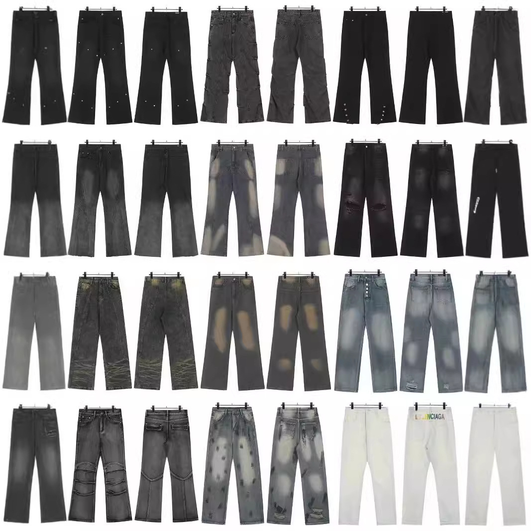 2024 new Parisian fashion brand mens jeans high street home wash vintage American style FOG slimming straight leg designer jeans for men and women
