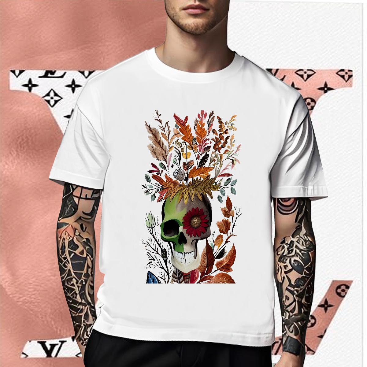 Loose Fit T-Shirts 100% Cotton 230g skull Spring Summer Custom Printing Breathable Men Clothes T-Shirt Stylist Tees Shirts