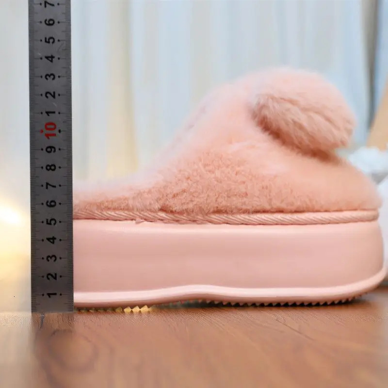 Pink fur Clog slider womens short and chubby slider shoes thick plush anti slip home slider womens bedroom shoe platform fluffy slider 241007