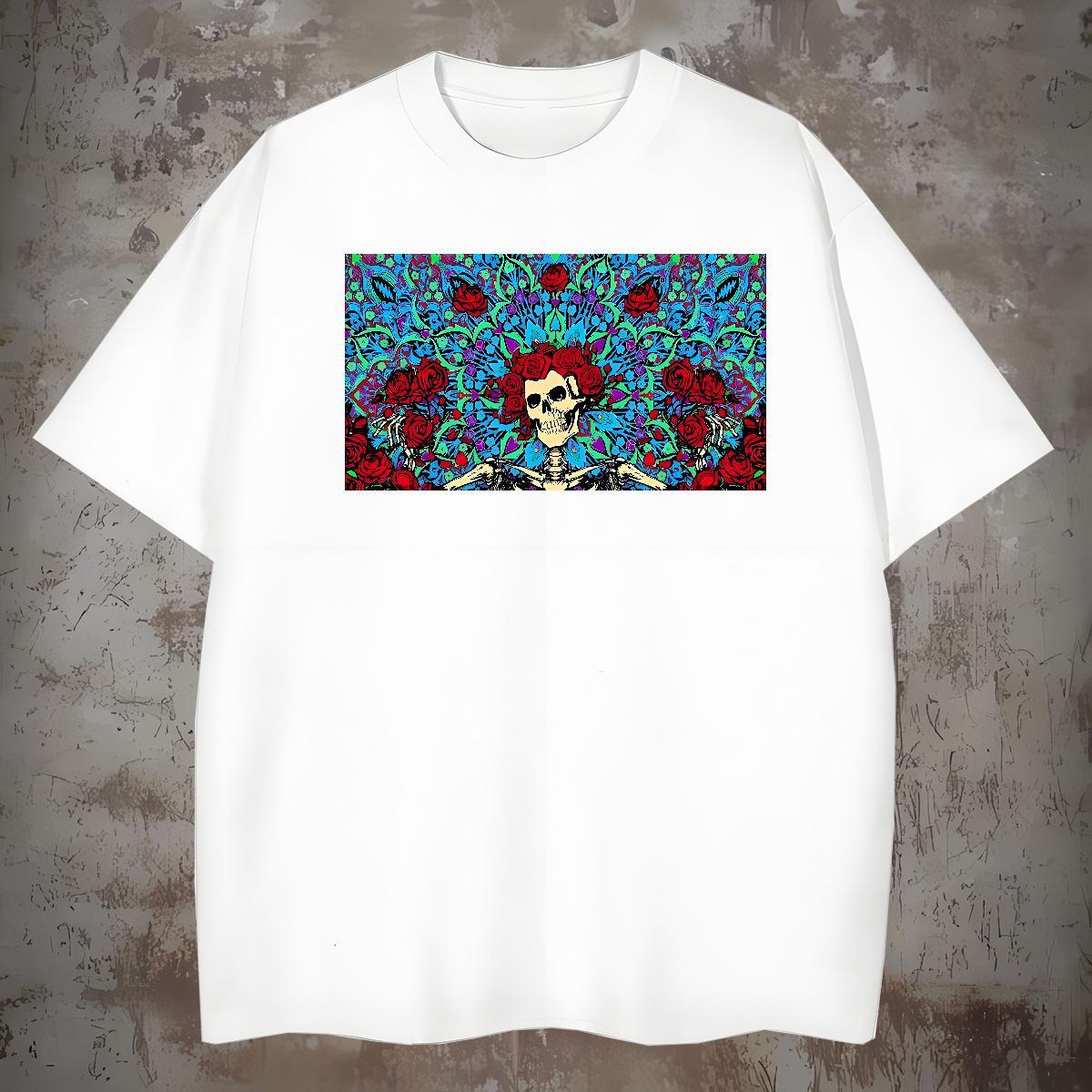 TOP Quality Men T Shirts 230g 100% Cotton skull Street Casual Customized O-Neck Short Sleeve Tshirts Factory Direct Tee Shirt