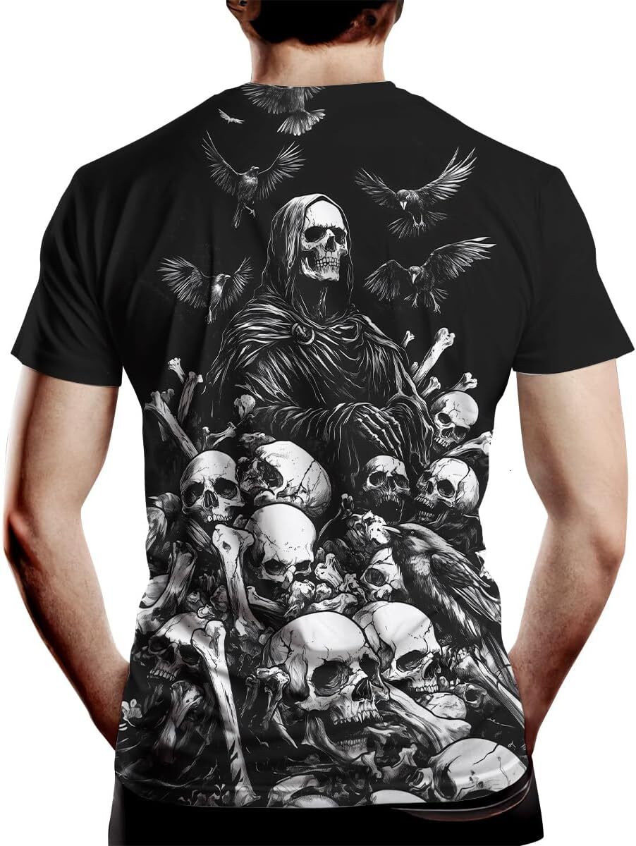 Mens T shirt Men's Skull T-Shirts Novelty Graphic Skeleton Tshirt Summer Casual Print Short Sleeve Tops graphic tee Casual tops summer fashion