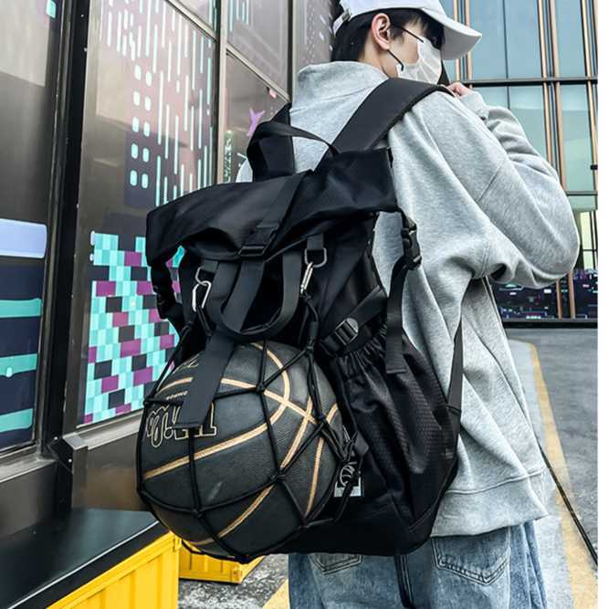 Multi functional basketball bag, large capacity fitness training backpack, sports hiking cycling helmet backpack for male and female students 241015