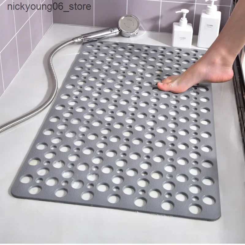 Non-Slip Bath Mats TPE bathroom non-slip mat Round hole water leakage with suction cup non-slip mat Bath foot mat L240910