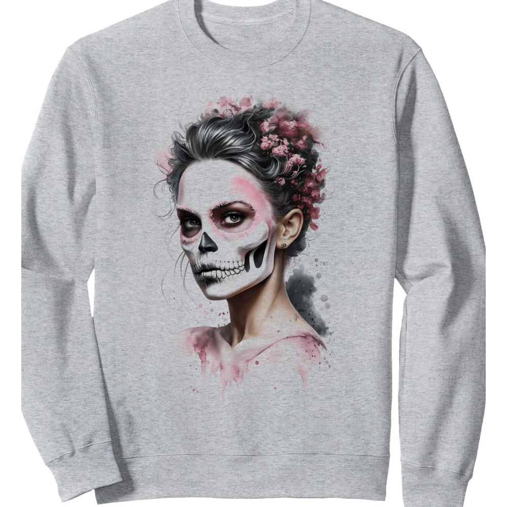 Long Sleeve Shirts for Men sweatshirt Sugar Skull Makeup Day Dead Costume Party Graphic Tees Men Sweatshirt T shirt Tee Streetwear Casual tops clothes