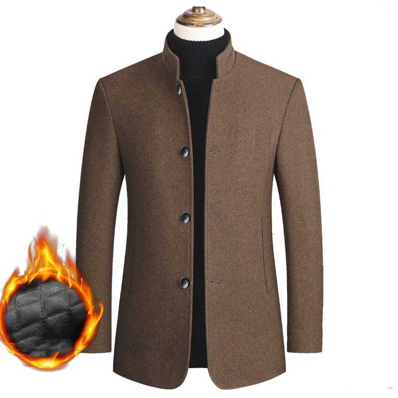Winter Mens Woolen Coat Slim Fit Jackets Casual Fleece Lined Thick Warm Jacket Overcoat Windbreaker Wool Long Trench Pea Coat LX241010