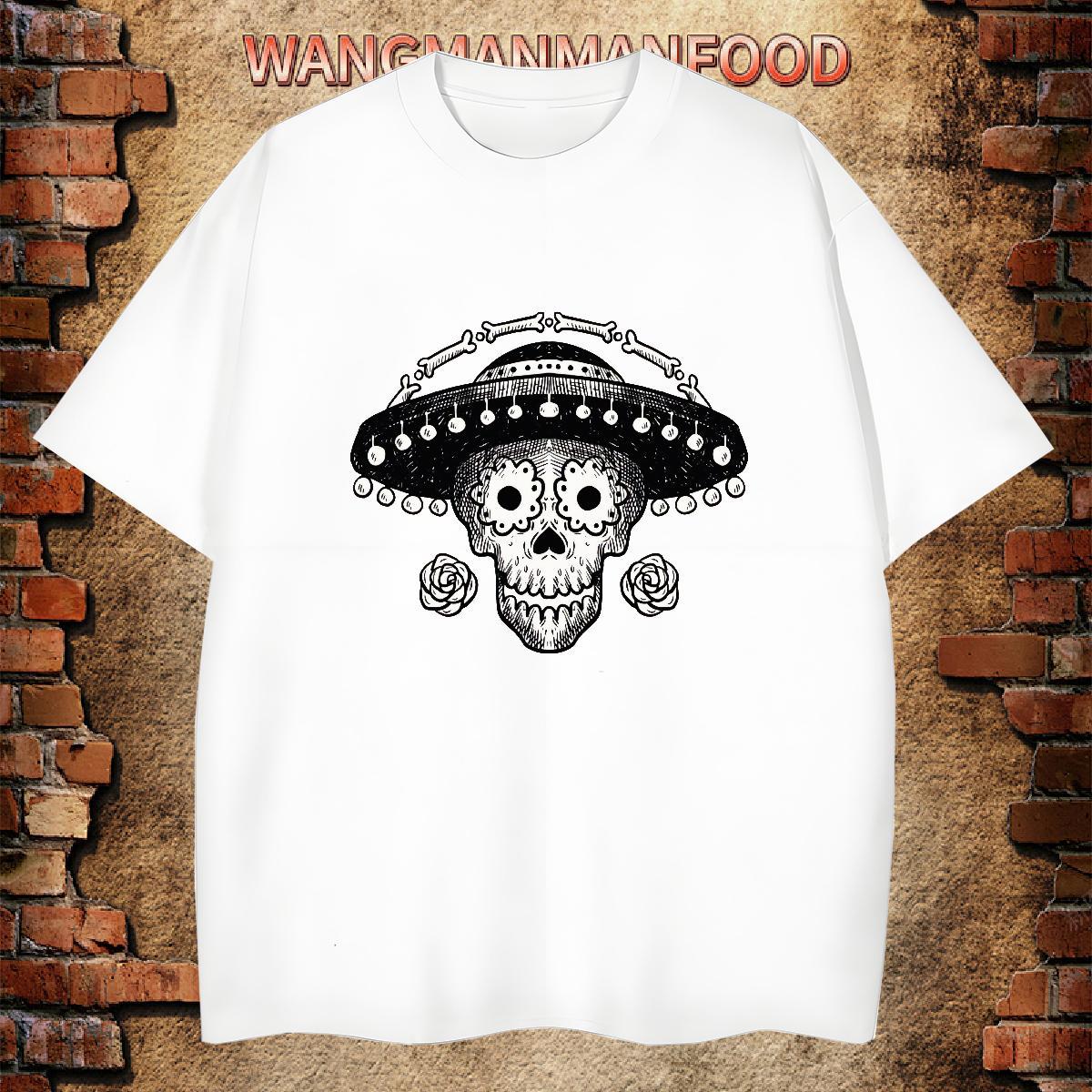 Unisex T-Shirts for Men 230g Cotton skull Street wear Hip Hop Anime O-Neck Short Sleeve Men Tshirts Factory Direct Wear