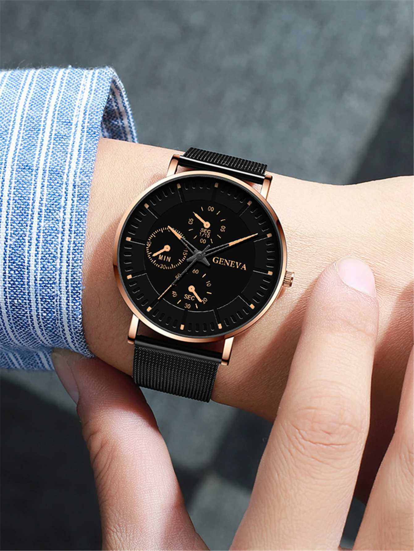 New Men Fashion Simple Watch Male Commerce Watch Steel Mesh Sports Wristwatches Mens Watch Quartz Simple Casual Watch ForX241010