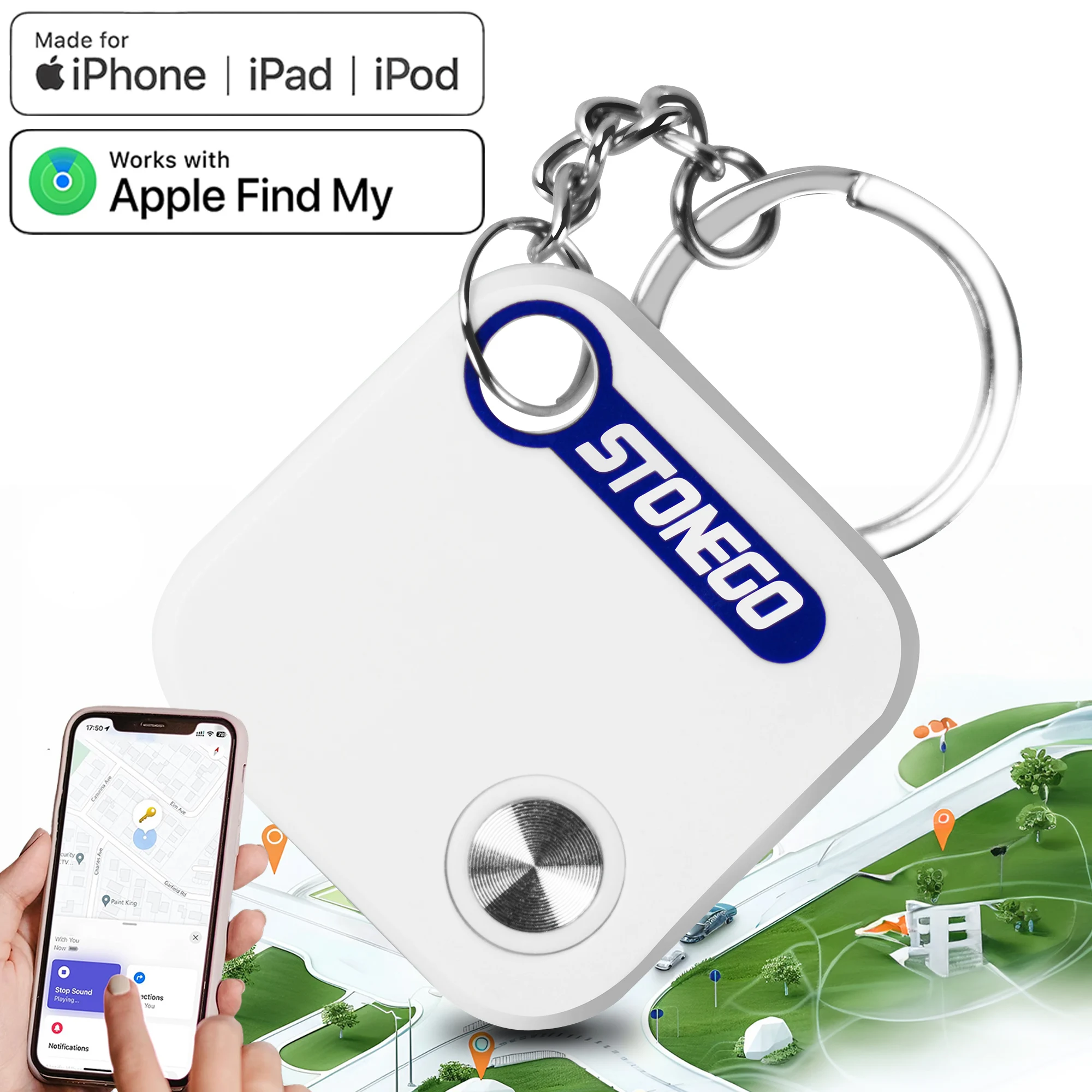 Smart Bluetooth GPS Tracker Work with Apple Find My APP ITag Anti Lost Reminder Device MFI Rated Locator Car Key Pet Kids Finder