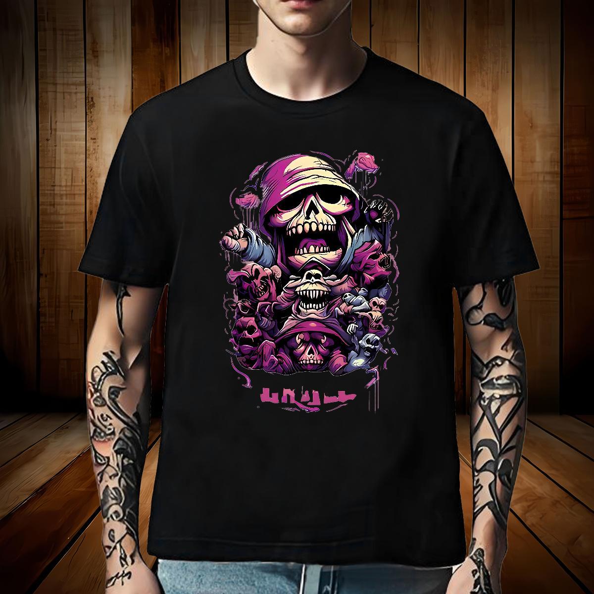 Brand Mens T Shirts 230g Cotton skull Home Outdoor Custom Big Size Breathable Soft Tshirts New Top Tees