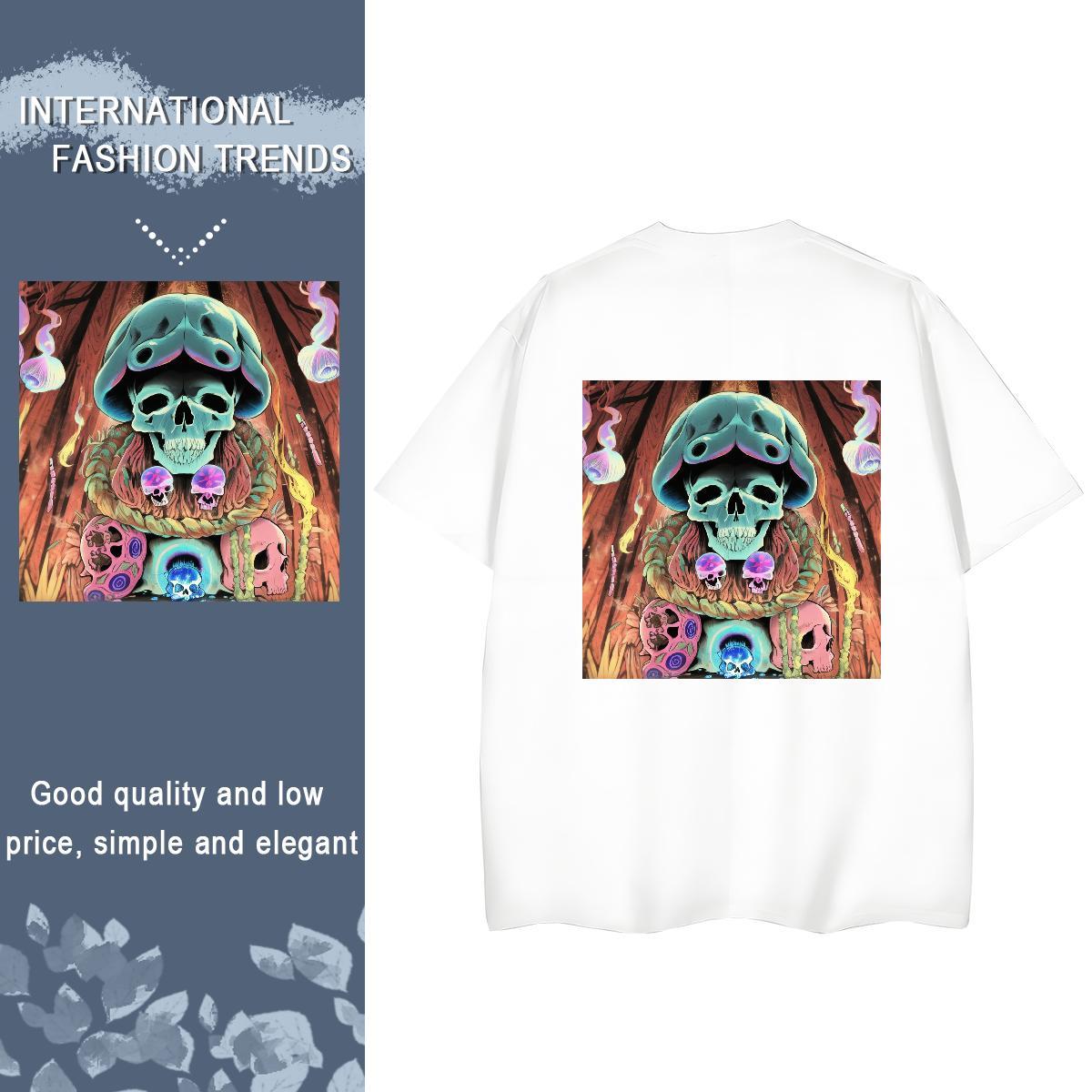 Fashion Casual Women T Shirts 230g 100% Cotton Crew Neck Breathable Home Outdoor skull Couples T Shirts Unisex DIY Logo Tee Shirt