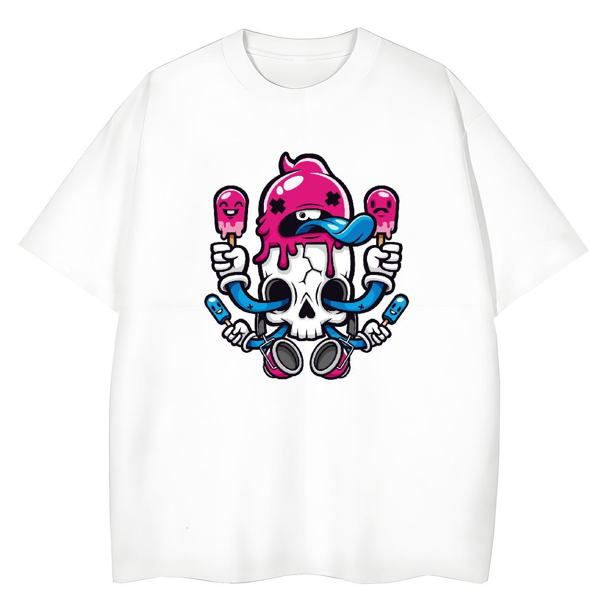2024 Designer Womens T Shirts 230g 100% Cotton Breathable Crew Neck Casual Sport skull Womens Tshirts Nice Cartoon Print Tops Shirt