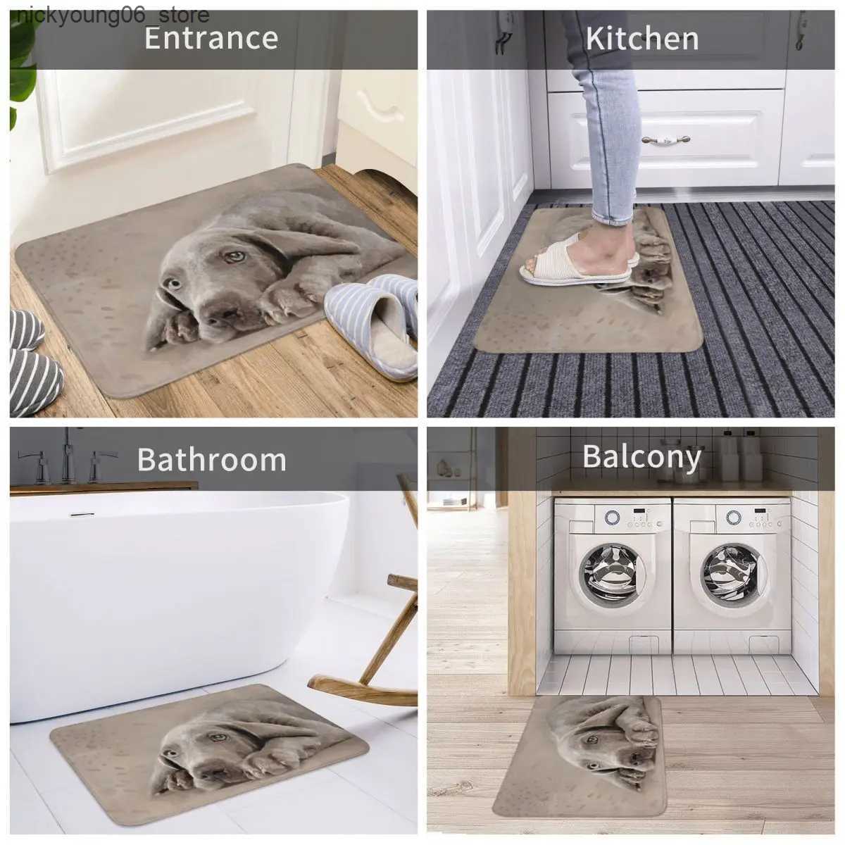 Non-Slip Bath Mats Bath Mat Kitchen Shower Door Weimaraner Puppy Dog Foot Mat Animal Fashion Toilet Pad Quick Dry Non Slip Pattern Bathroom Rug L24091