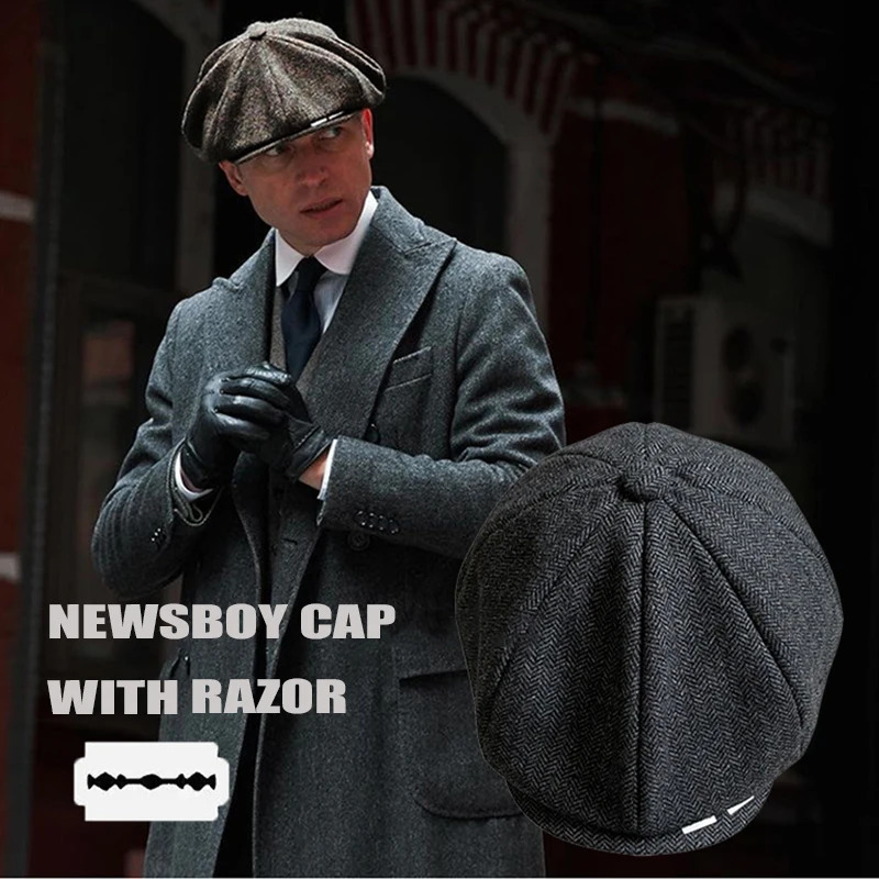 Retro mens s boy hat with blades pointed womens beret classic wool octagonal casual Gatsby flat NZ297 241009
