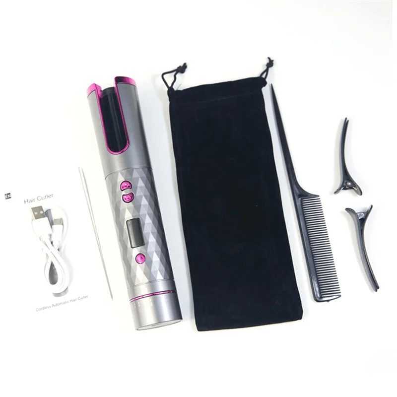 Fast Hair Curlers Cordless Automatic Hair Curler Iron USB LCD Display Wireless Ceramic Rotating Curling Iron ToolsXJ241010