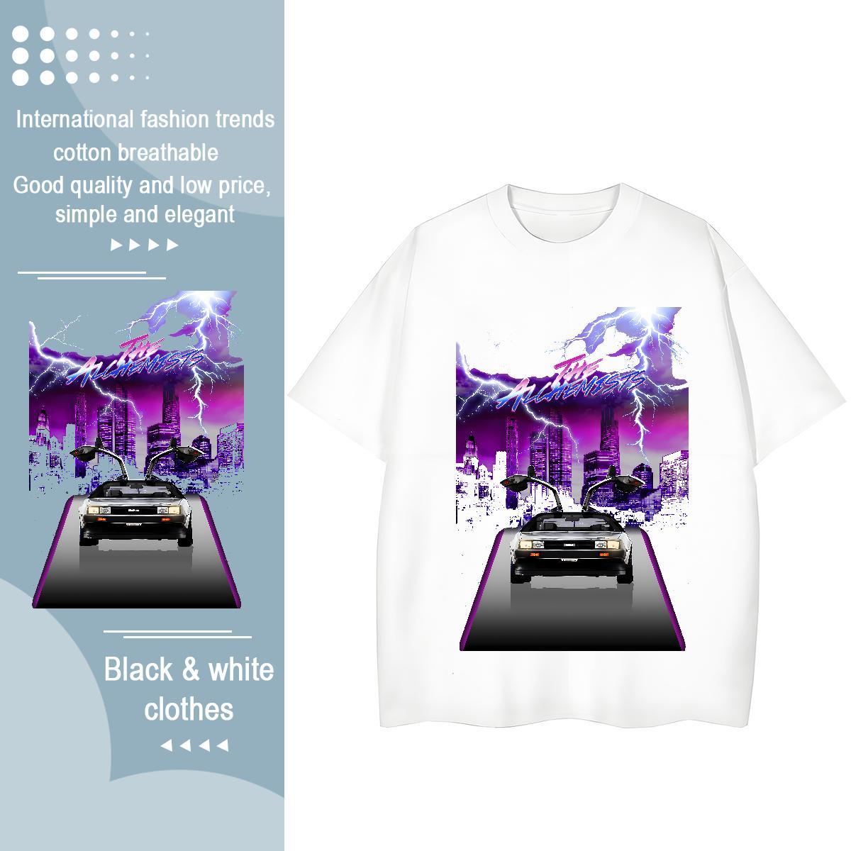 2024 DIY Women T Shirts 230g Pure Cotton Short sleeve Soft Casual Beach car Unisex Tshirts Free Shipping DIY Anime Printed Tops Tees