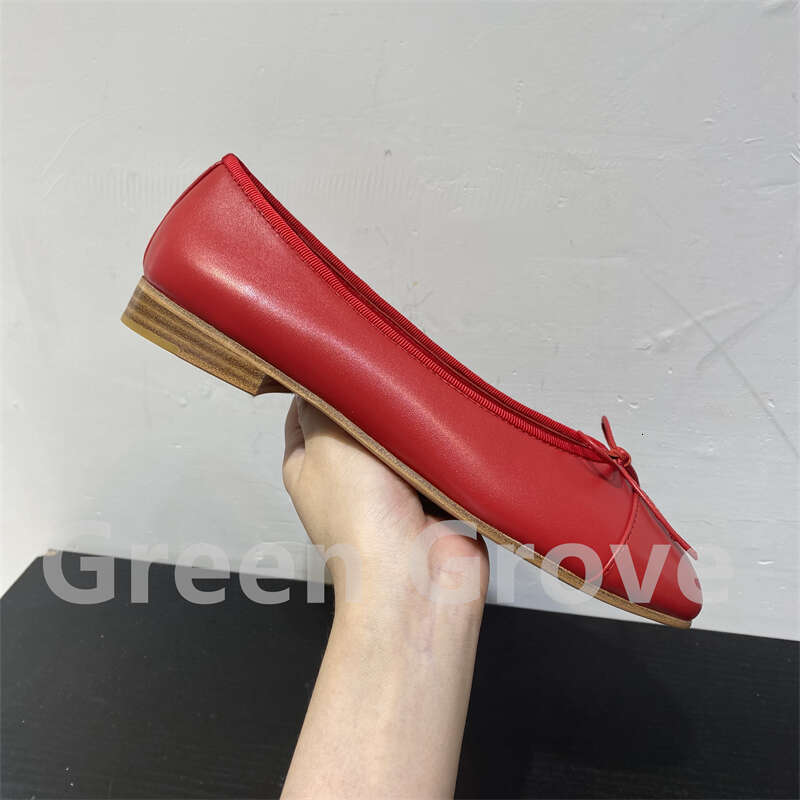 Women's Classic High End Leather flat Buttefly Knot Casual Comfortable Breathable Ballet Designer Woman Shoes Big Size 43