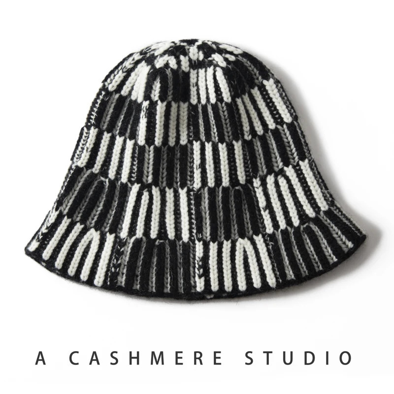 Merrilamb highquality 100 cashmere bucket hat winter outdoor warm womens fashion striped multicolor 241009