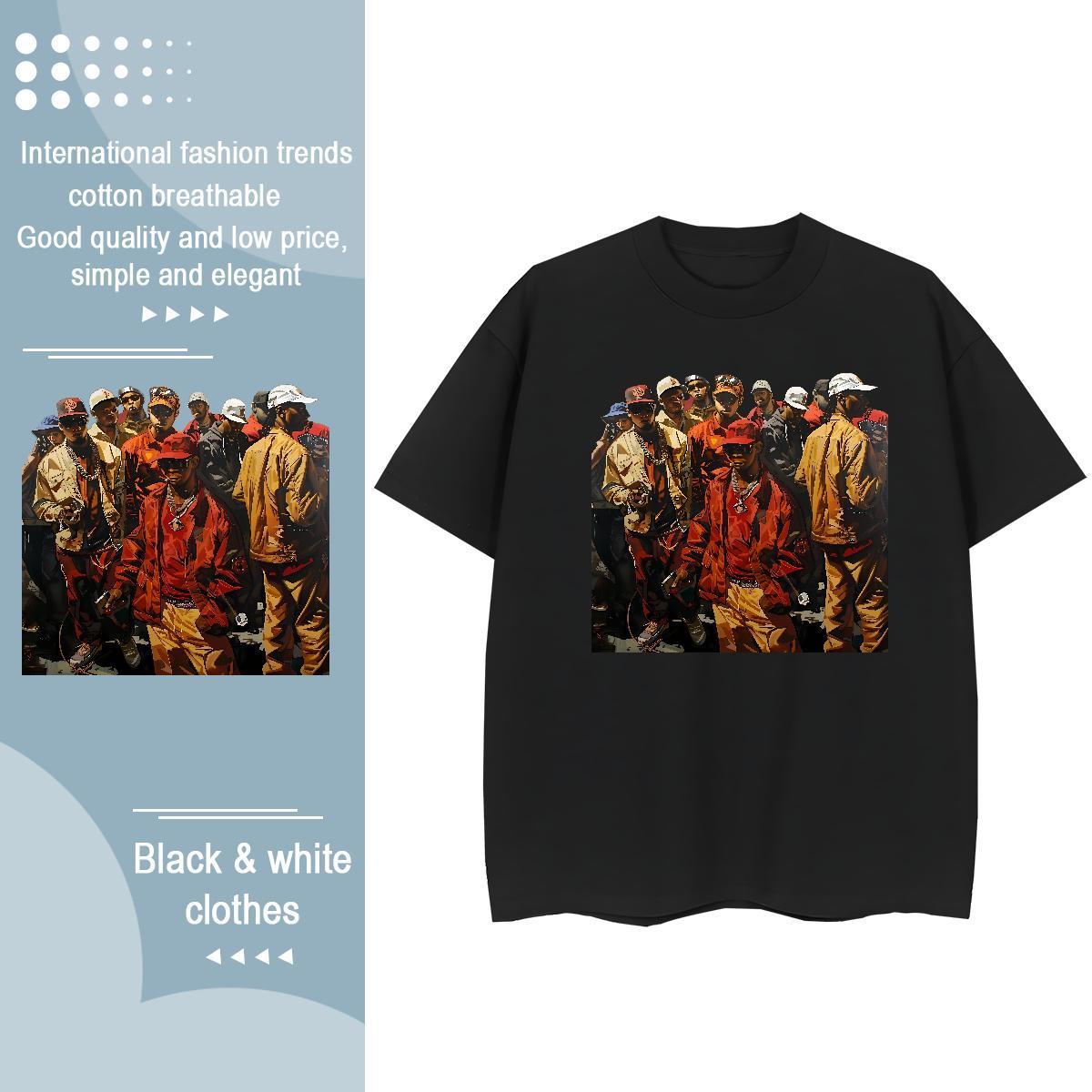 Designer Mens T Shirts 230g Pure Cotton character Casual Beach DIY Printed Breathable Short Sleeve Tshirts Factory Direct Tops Tees