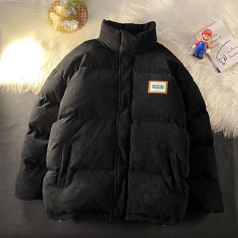 Harajuku Mens Warm Parkas Winter Jacket Corduroy Cotton Oversized Mens Winter Jacket Windproof Pad Jacket Womens Parkas 241007
