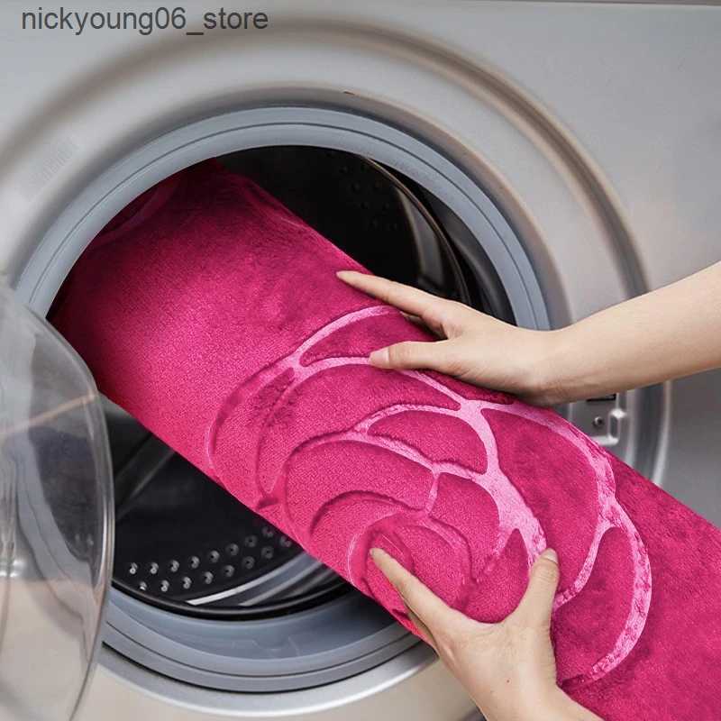 Non-Slip Bath Mats Rose Coral Fleece Bath Floor Mat Soft Absorbent Machine Washable Carpet Shower Doormat Bathroom Rug Quick Dry Non-Slip Area Mat L24