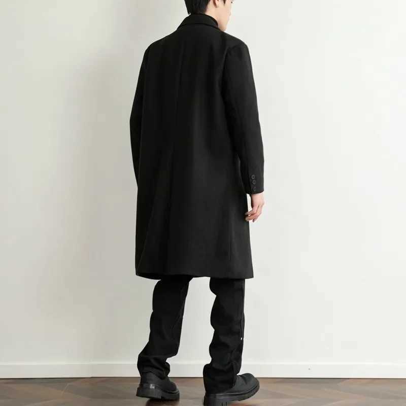 Winter New Mens Coat Fashionable and Warm Mid To Long Windbreaker Mens Woolen Knee Length Trench Coat Men LX241010