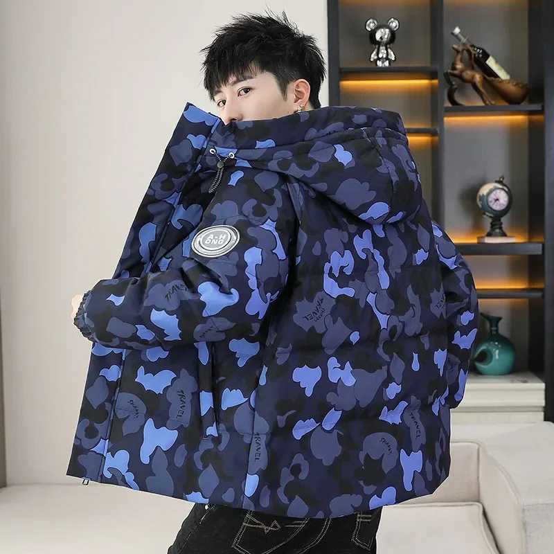 Men's Down Parkas Mens winter cotton lined jacket warm casual jacket hooded design suitable for outdoor activities Y241009ETG1