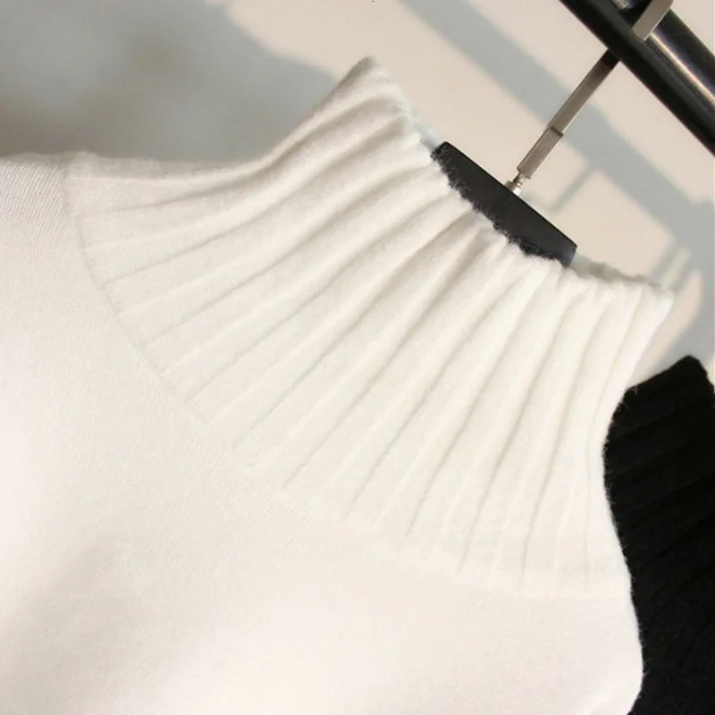 Knitted womens casual knitted top collar solid color round neck sweater autumn and winter soft retro pullout 241007