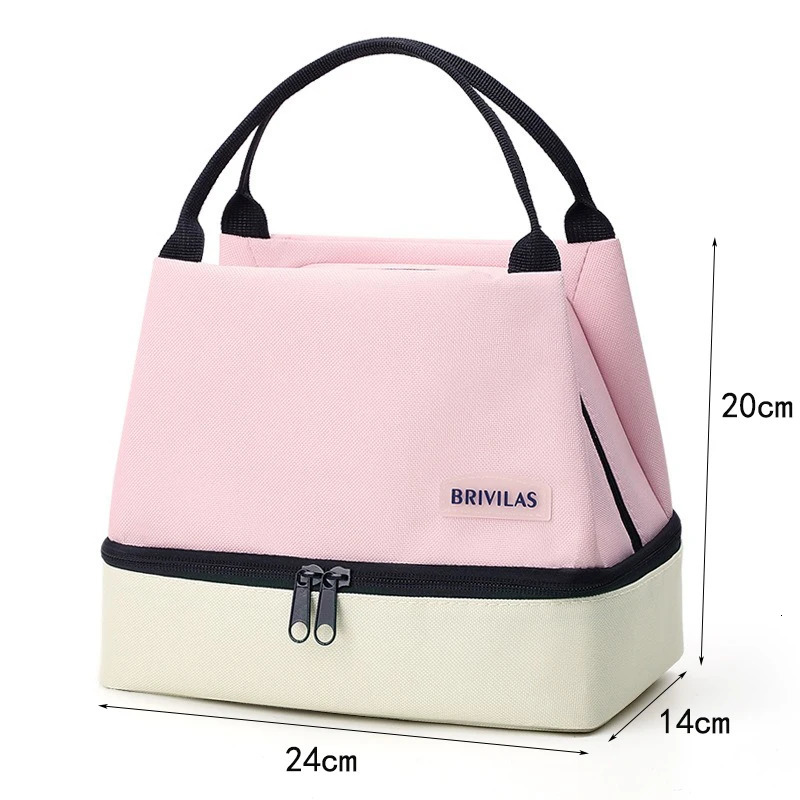 Large Capacity Doublelayer Lunch Bag Portable Aluminum Foil Thermal Insulation Box Office Workers Picnic Travel Food 240925