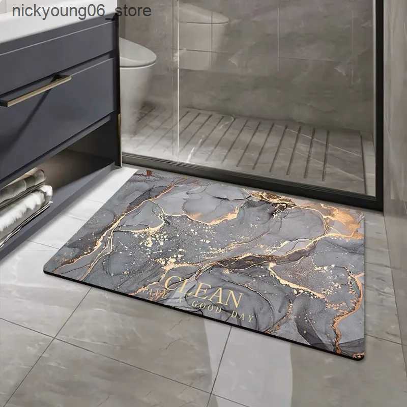 Non-Slip Bath Mats Bathroom Non-slip Absorbent Floor Mat Home Shower Room Bathtub Rug Quick Drying Entrance Door Diatomite Rubber Soft Bath Mat L24091