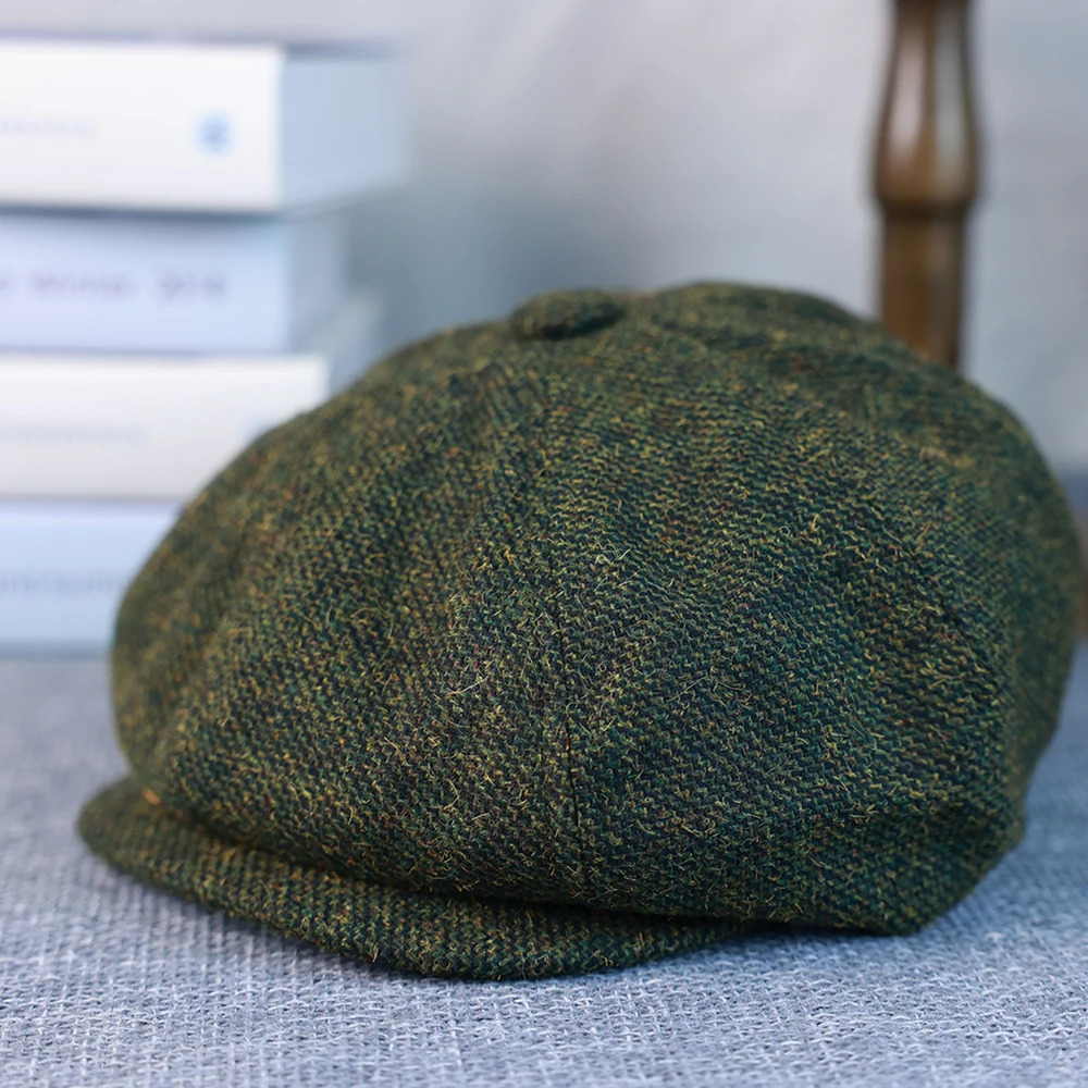 retro mens wool s hat brown green womens beret classic octagonal casual Gatsby flat 241009