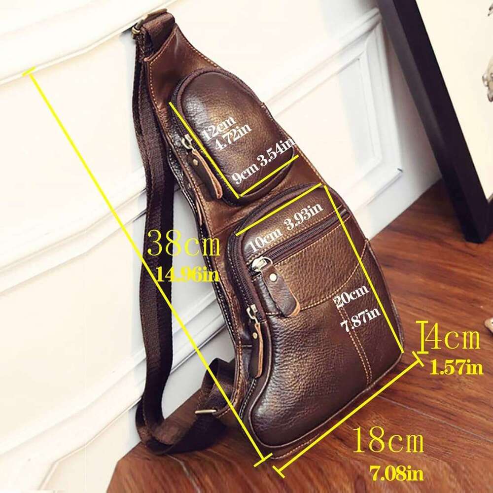 Leather KPYWZER Vintage Sg Bag Bags for Men Women Backpack Shoulder Messenger Crossbody Outdoor Travel Hiking Camping Tactical Chest Pack Daypack Brow